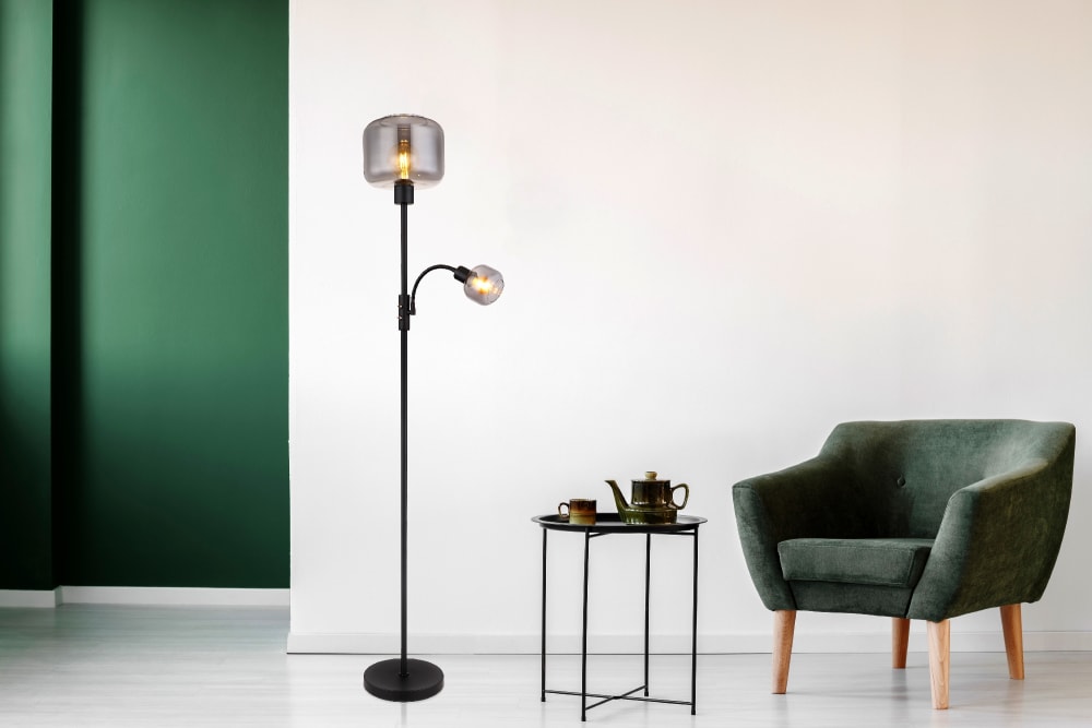 Lampadaire métal noir mat, 165cm