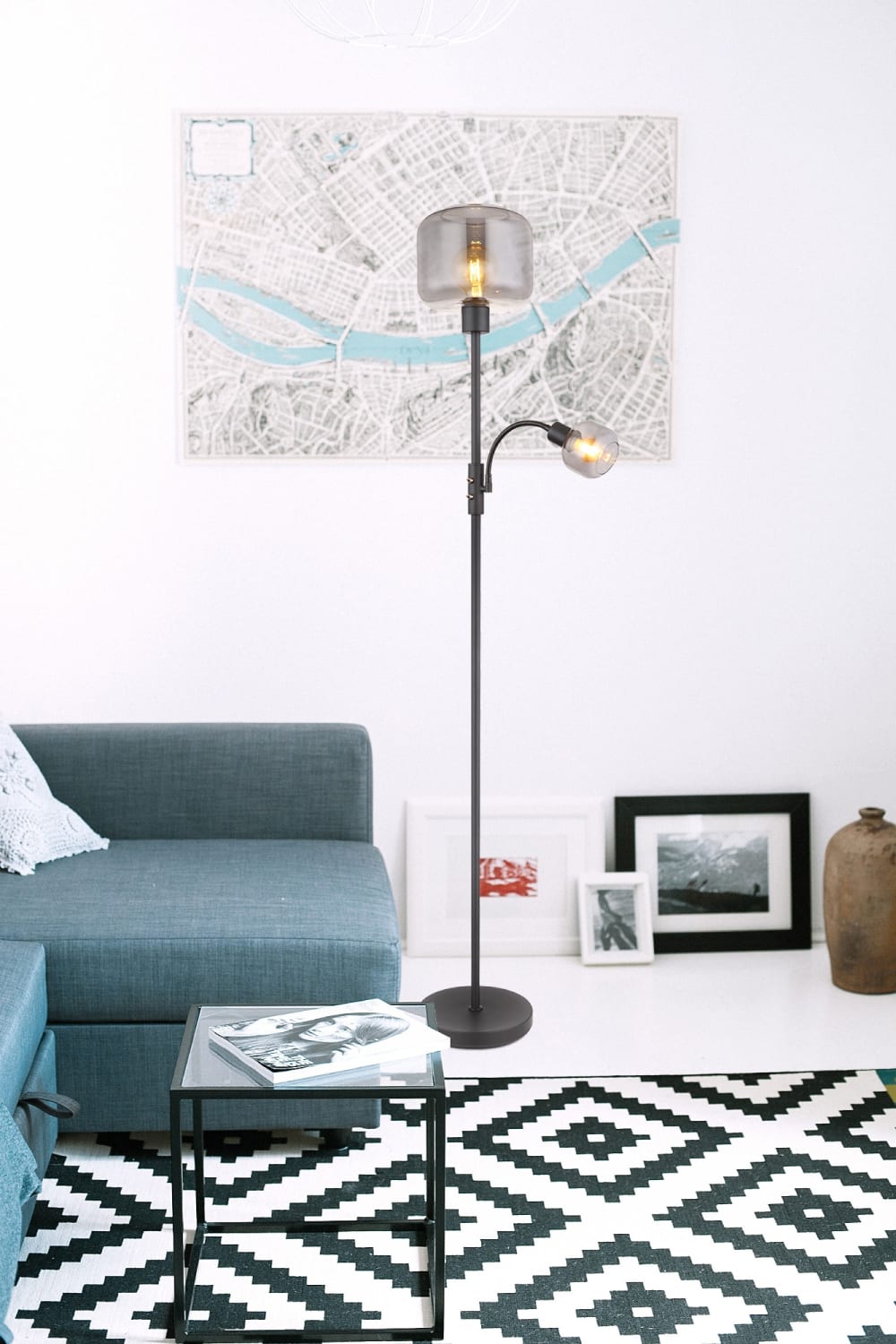 Lampadaire métal noir mat, 165cm — vue 3