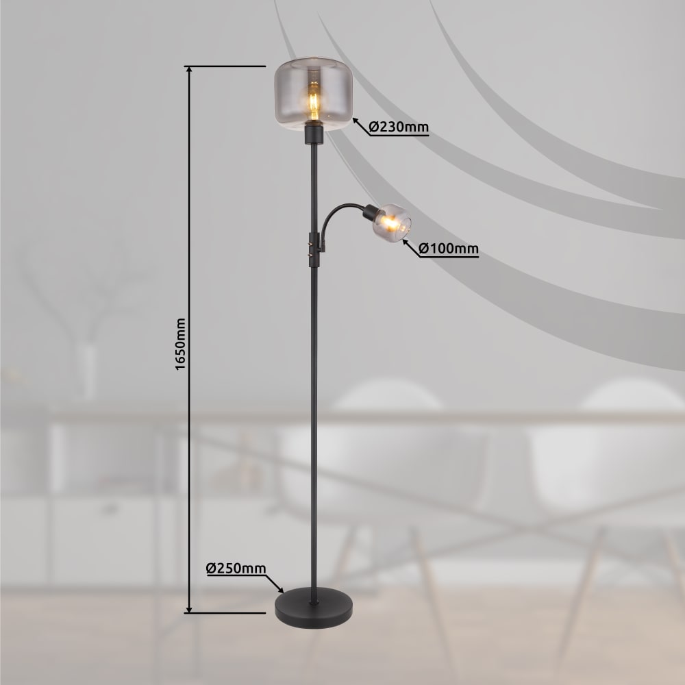 Lampadaire métal noir mat, 165cm — vue 4