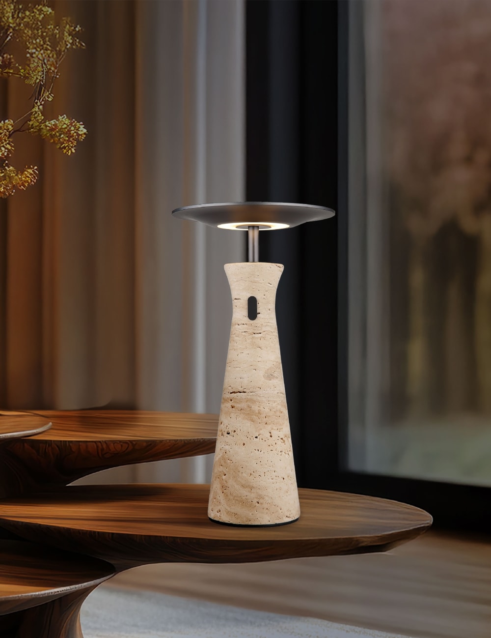 Lampe à poser Pierre de Travertin gris, 33,6cm — vue 3