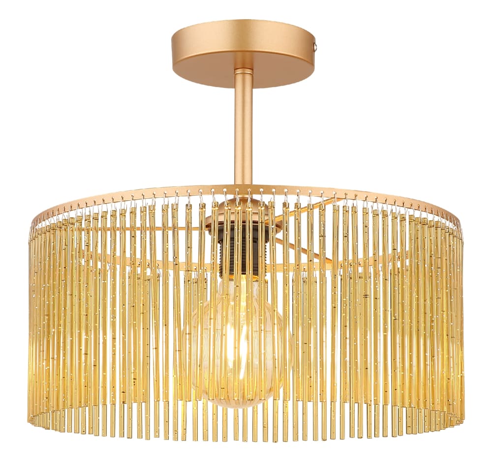 Plafonnier métal couleur or antique, 32cm