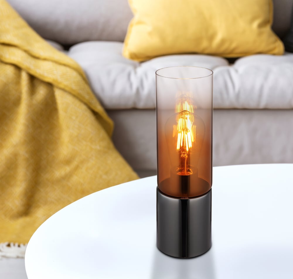 Lampe à poser métal noir chromé/gunmetal, 30cm — vue 3