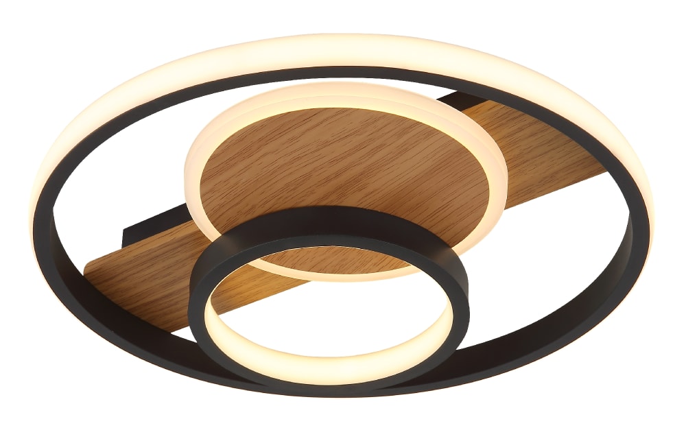 Plafonnier métal décor bois, 6cm