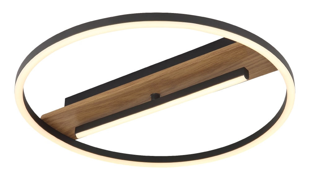 Plafonnier métal décor bois, 5cm