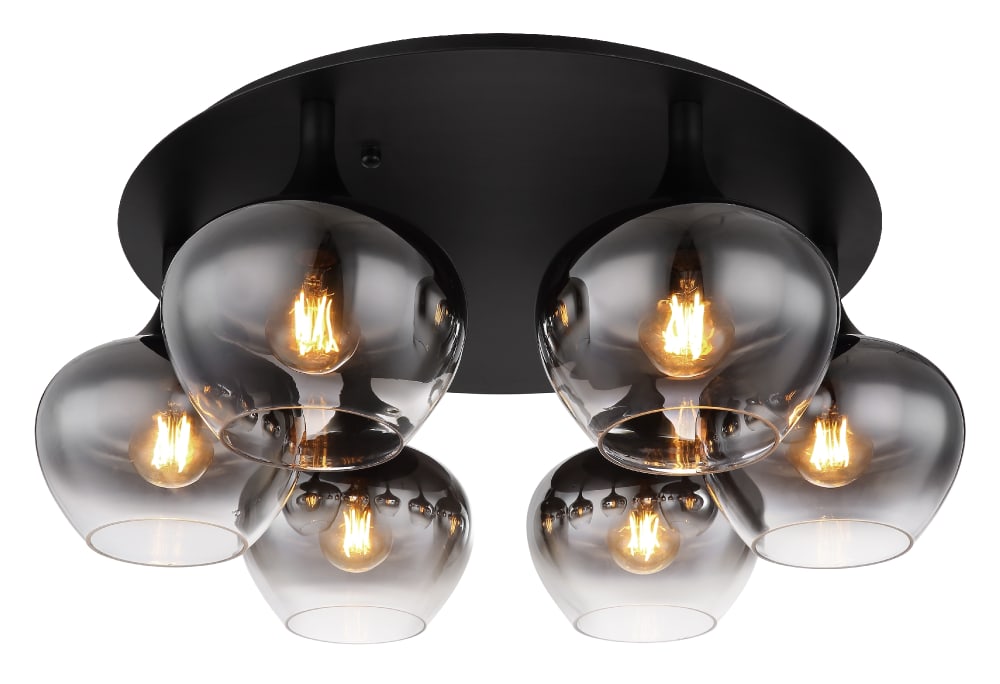 Plafonnier métal noir mat, 25,5cm