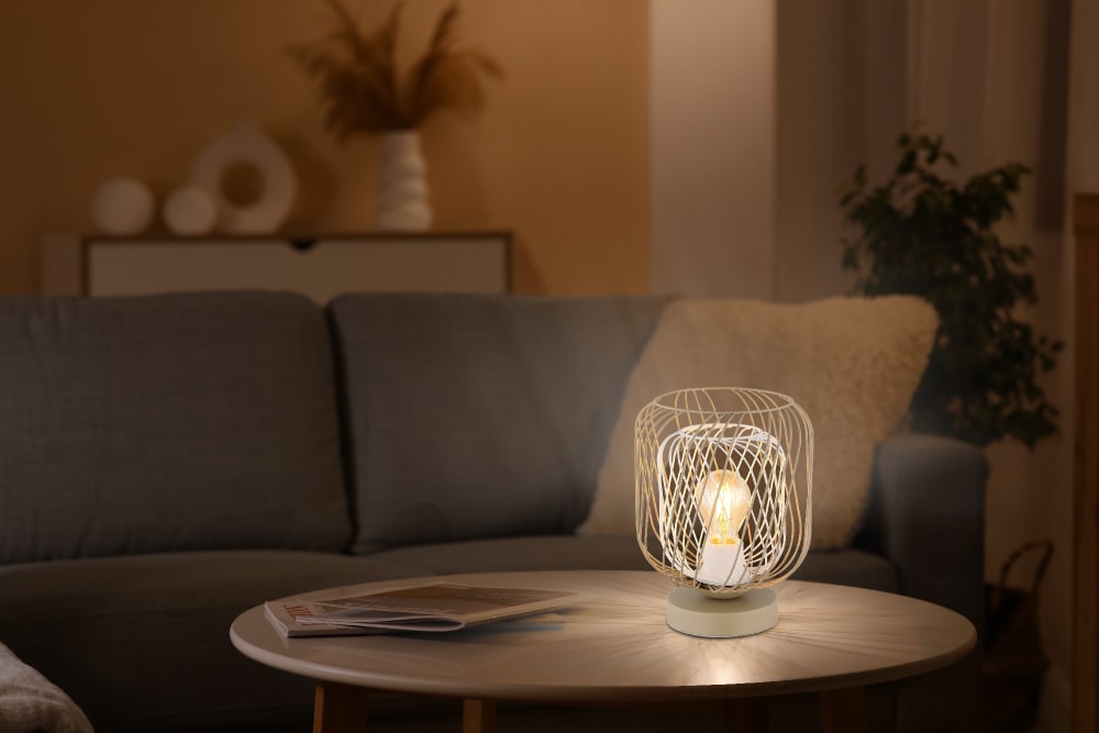 Lampe à poser métal couleur sable mat, 24,5cm — vue 3