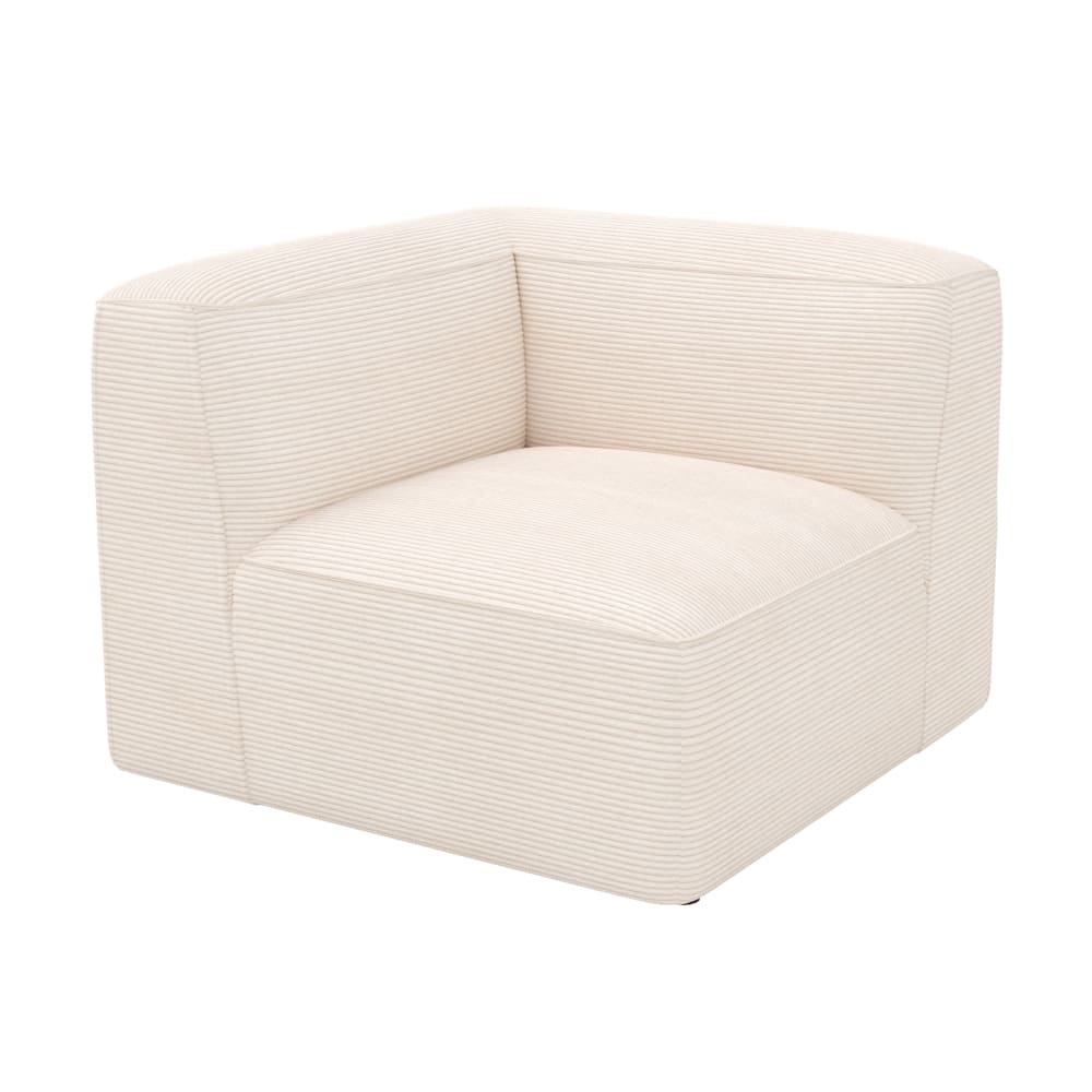 Angle gauche pour canapé modulable en velours blanc cassé