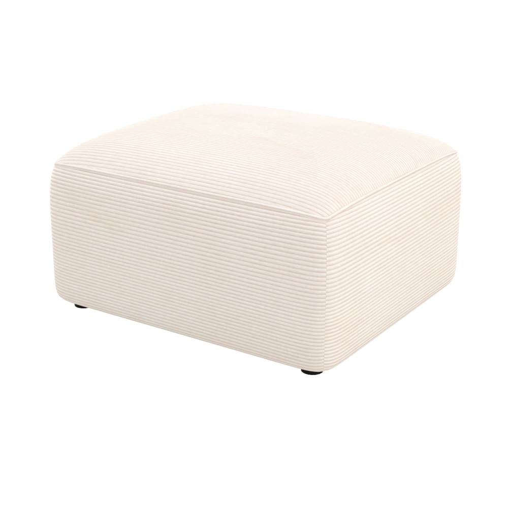 Pouf rectangulaire pour canapé modulable en velours blanc cassé