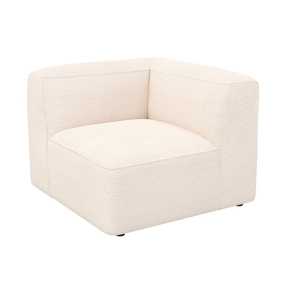 Angle droit pour canapé modulable en velours blanc cassé