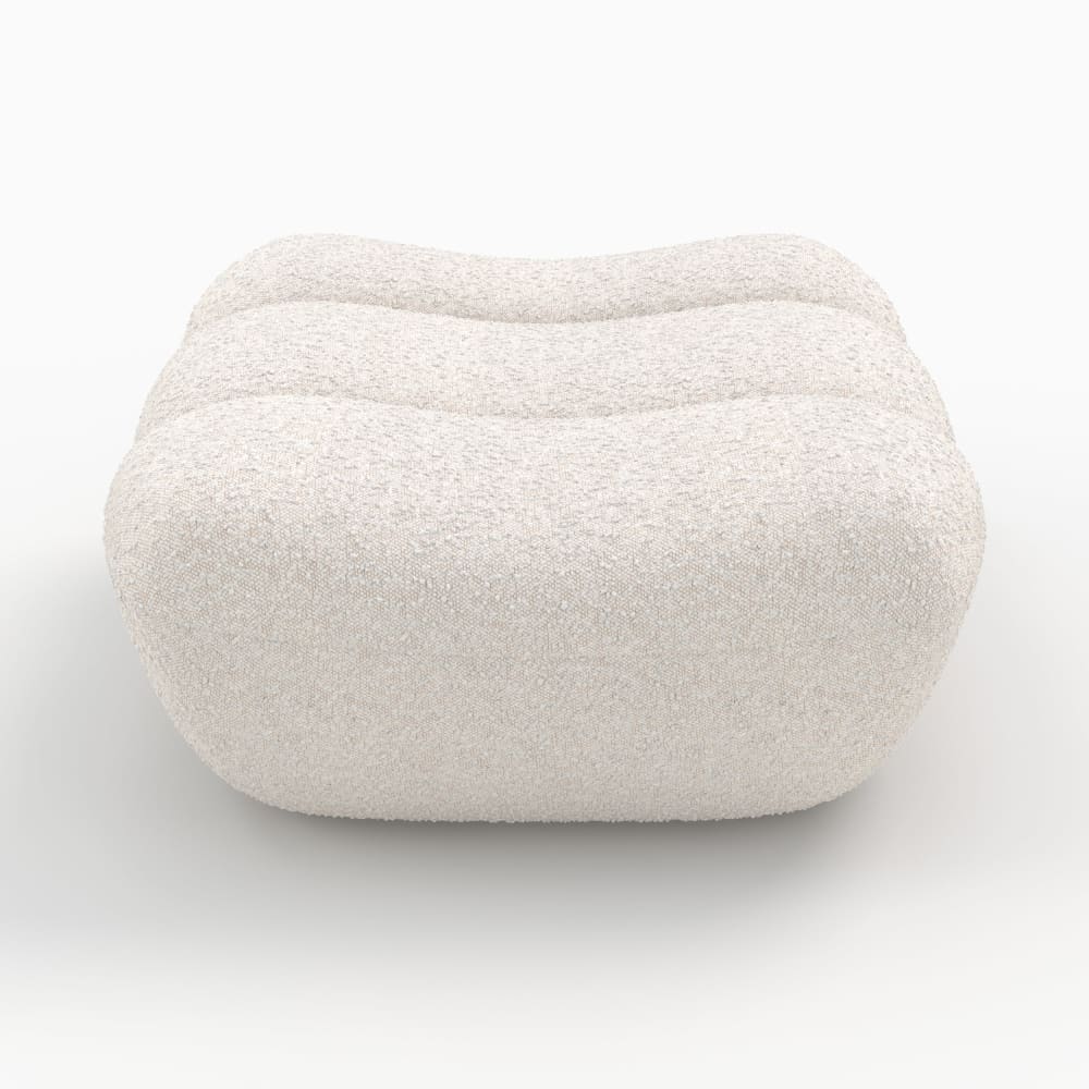 Pouf repose-pieds en tissu bouclé blanc