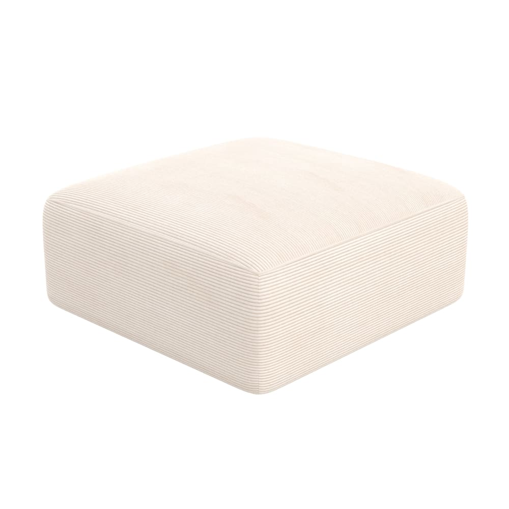 Pouf carré pour canapé modulable en velours blanc cassé
