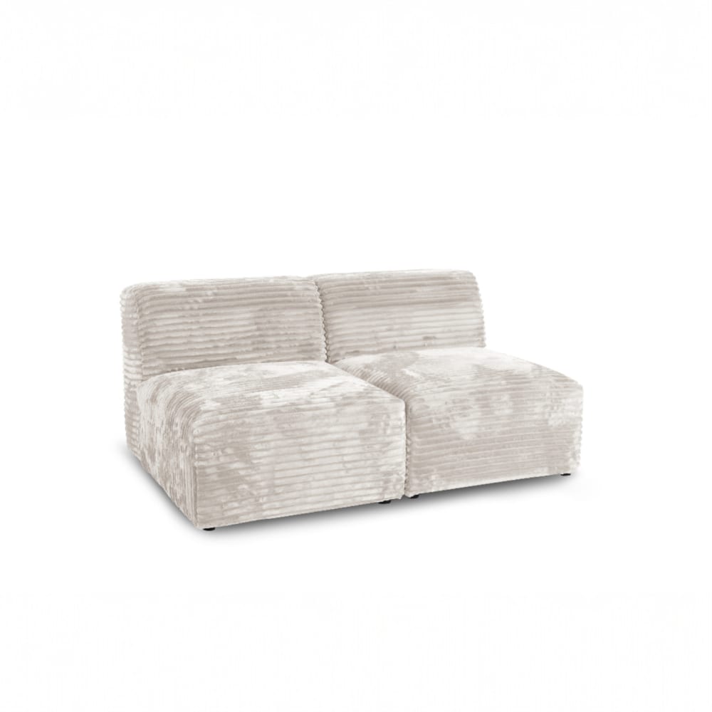 Canapé droit 2 places en velours cotelé beige