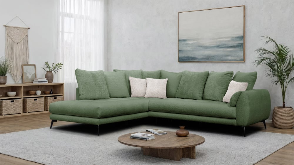 Ecksofa 5-Sitzer, olive - Maisons Du Monde