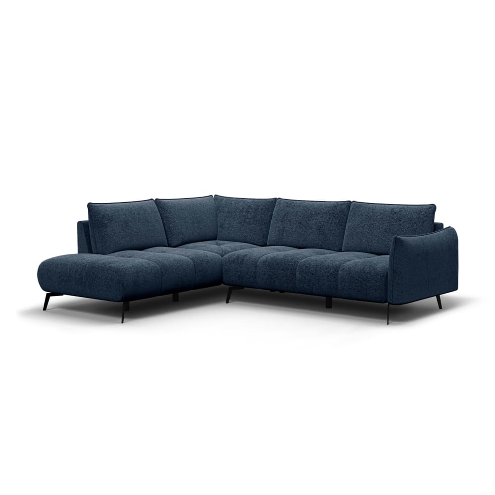 Wozimo Ecksofa 5-Sitzer links, dunkelblau - Samt