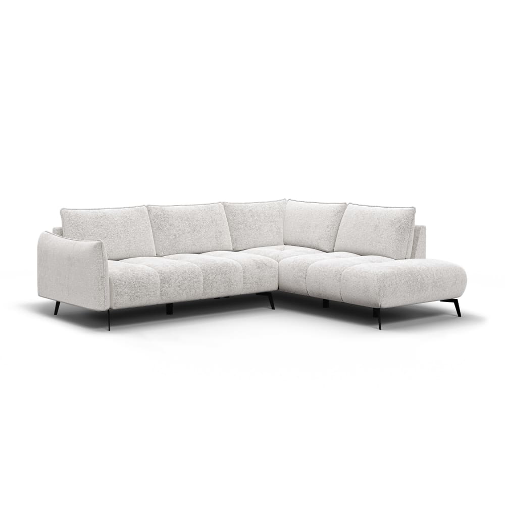 Canapé d'angle droit 5 places, tissu ecru