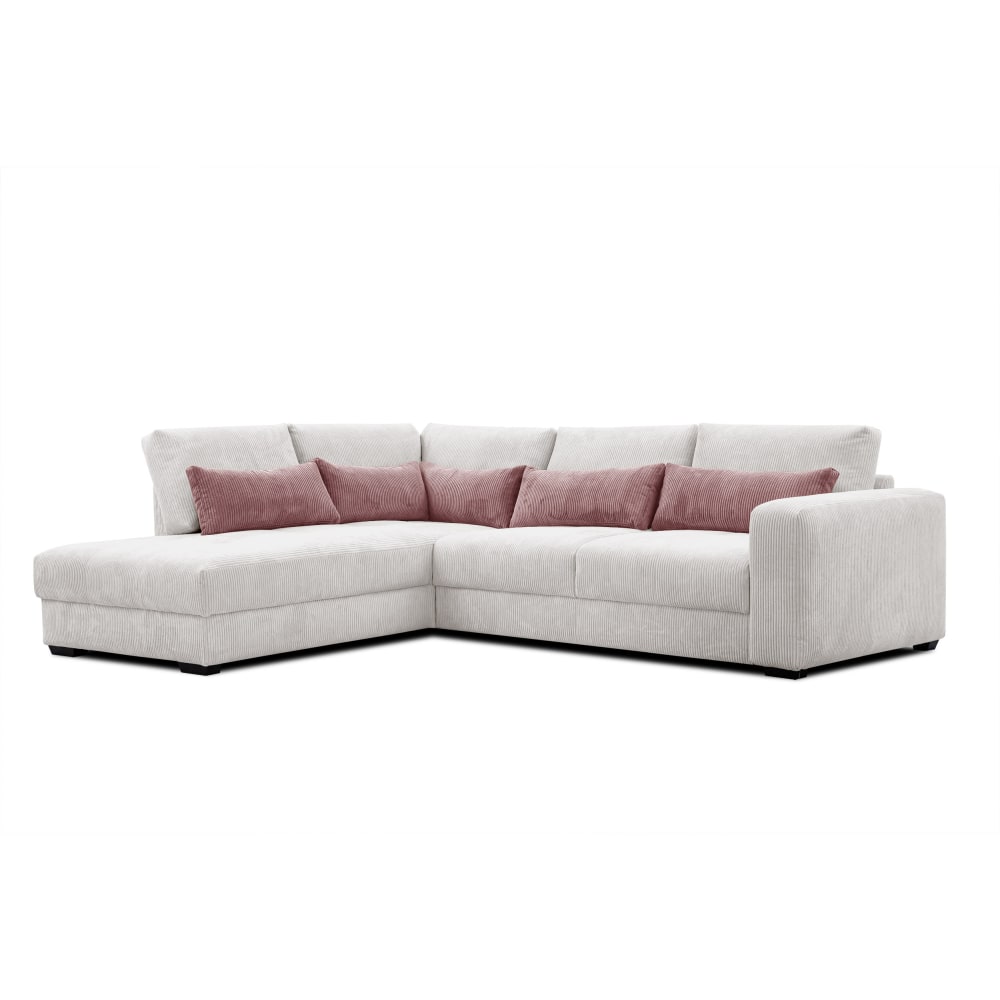 Canapé d’angle 5 places gauche, blanc perle