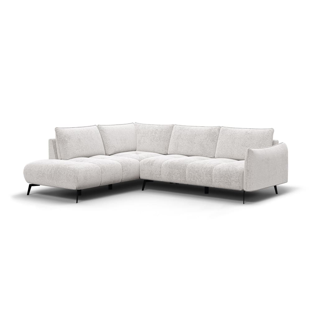 Canapé d'angle gauche 5 places, tissu ecru