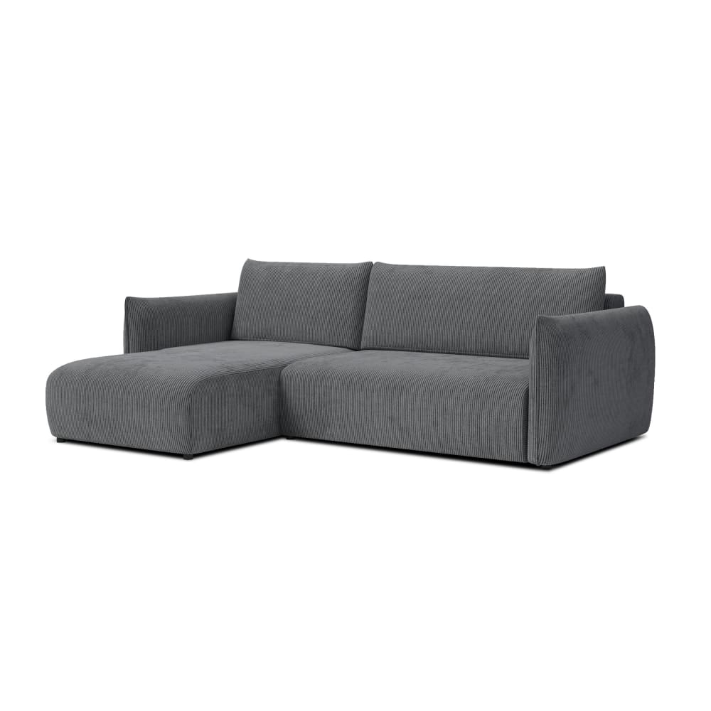 Canapé d'angle droit 4 places, tissu gris foncé