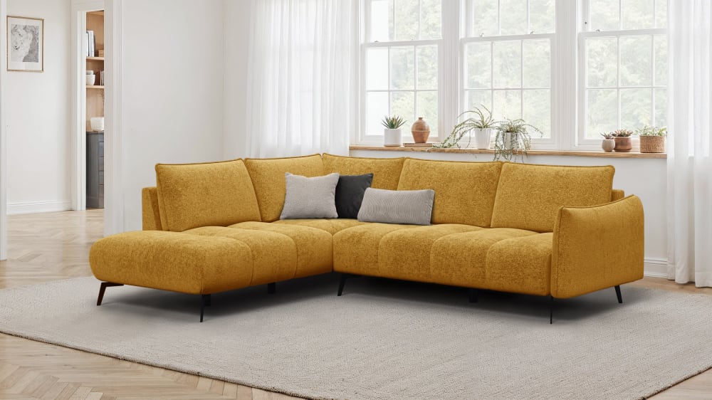 Ecksofa 5-Sitzer links, gelb - Maisons Du Monde