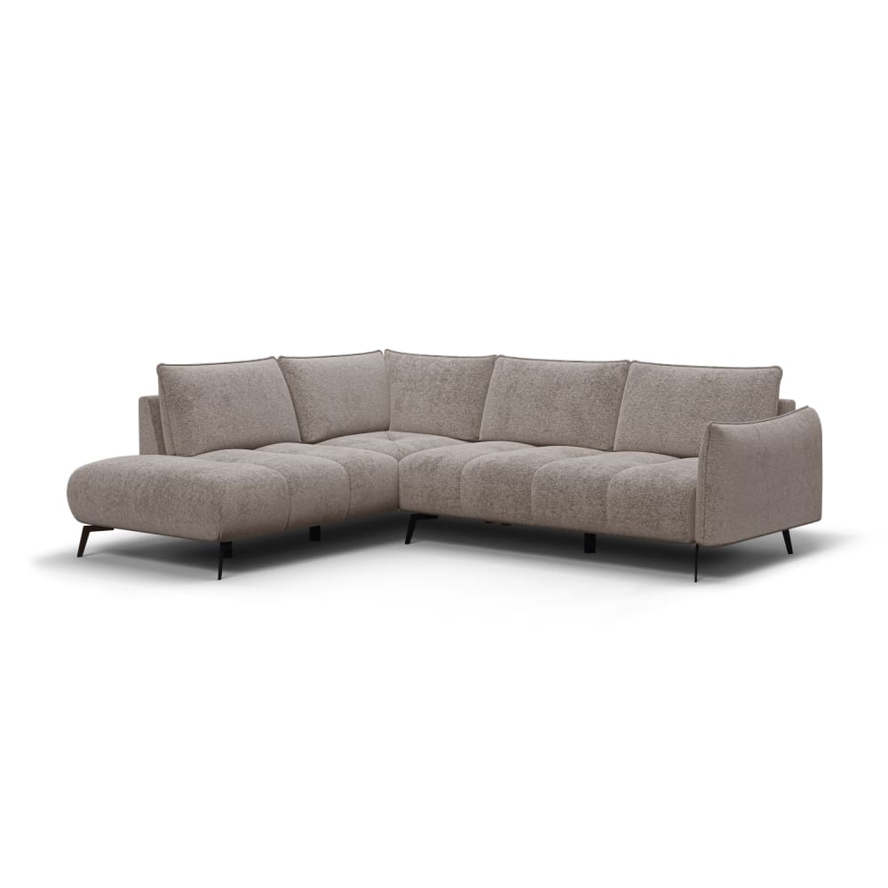 Canapé d'angle gauche 5 places, tissu beige foncé