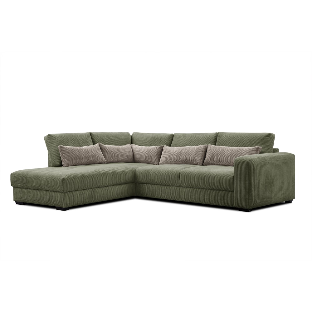 Canapé d’angle 5 places gauche, vert olive