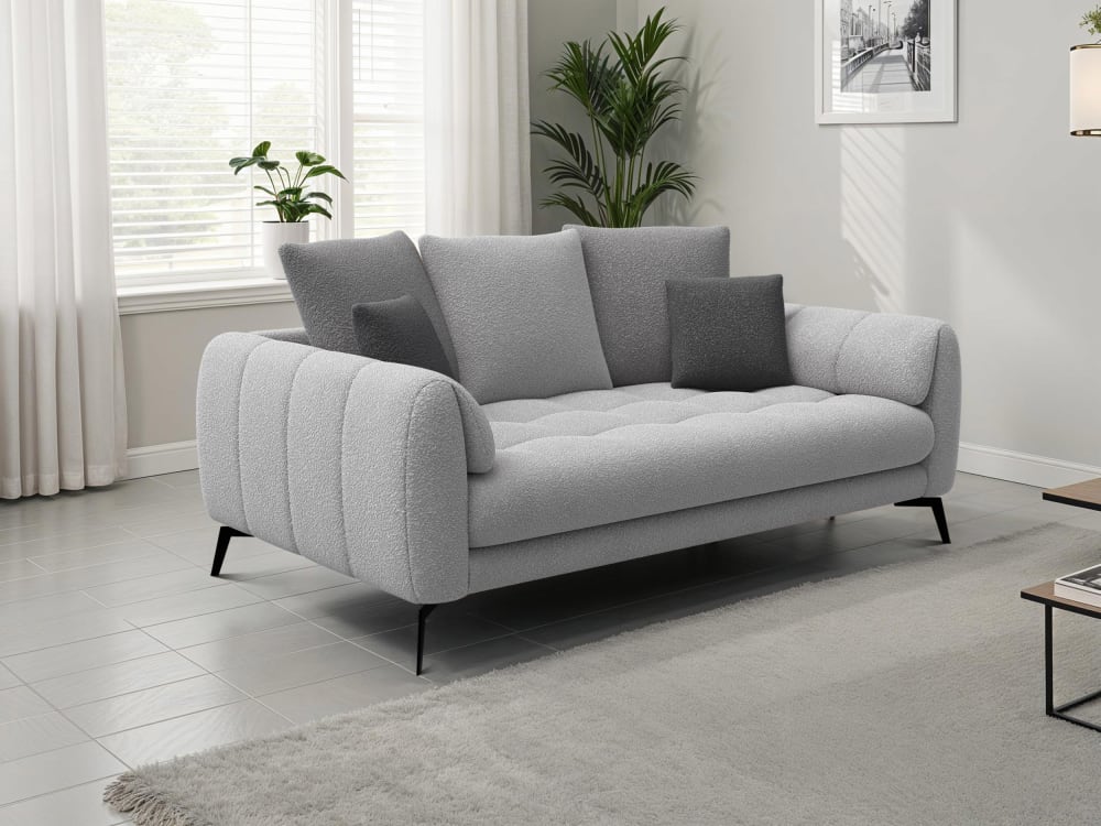 Canapé 2,5 places, gris clair et gris foncé