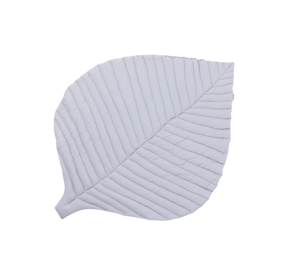 Tapis feuille en coton pierre 128x96 cm