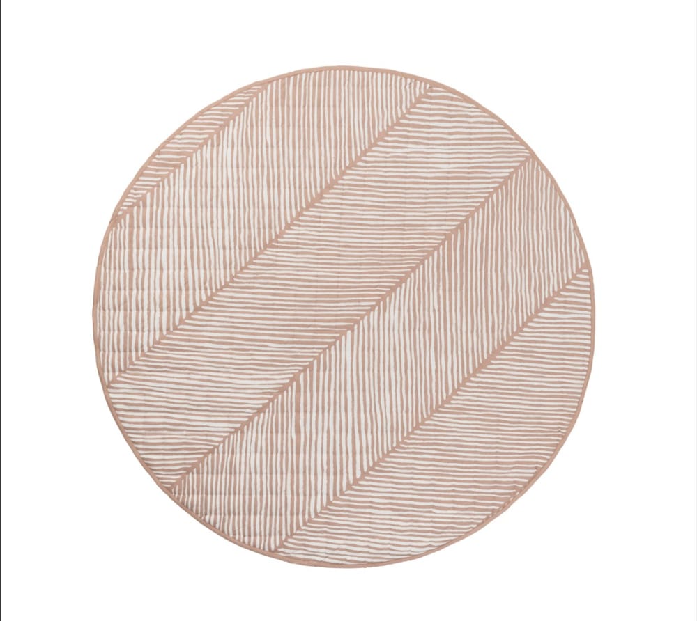 Tapis câlin coquillage en coton biologique rond rose 128 cm