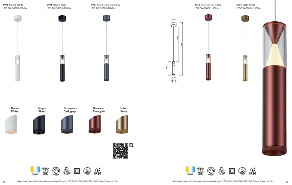 Suspension en aluminium gris — vue 3