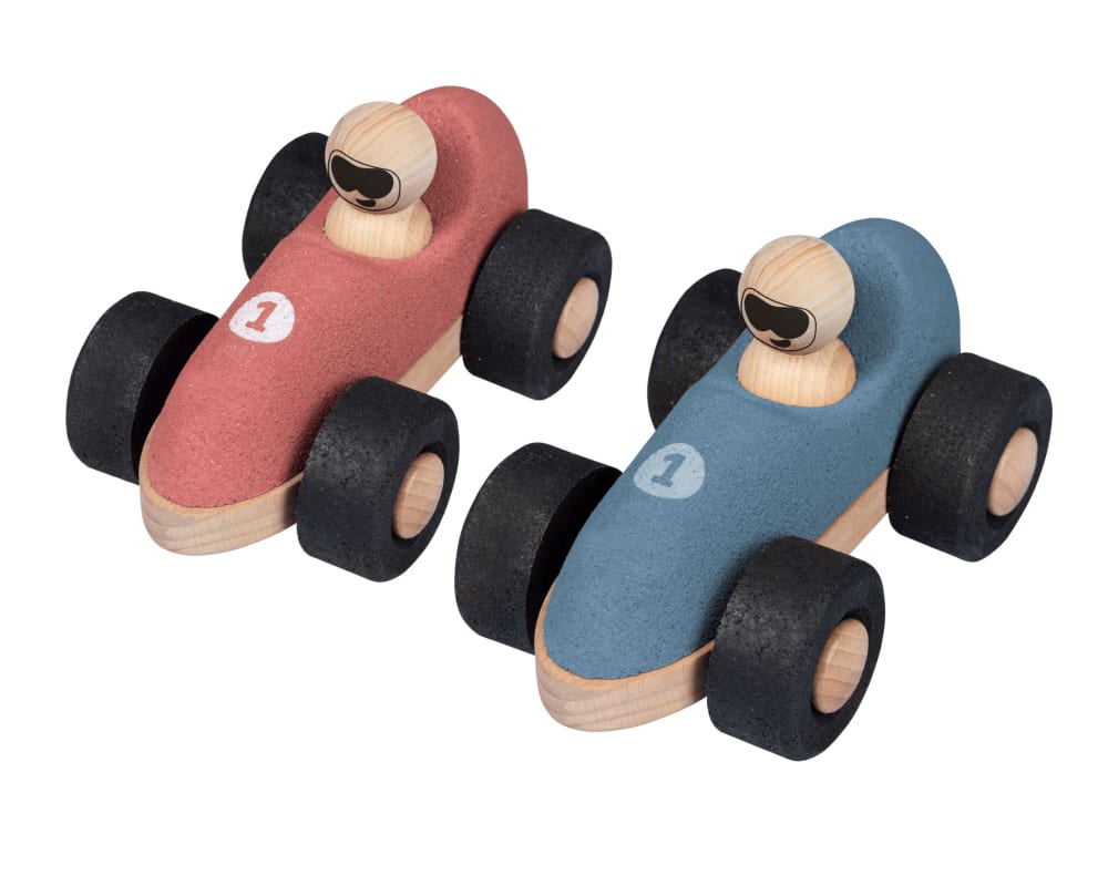 Korko - Pack de 2 voitures de course en liège - bleu et rouge - dès 18 mois