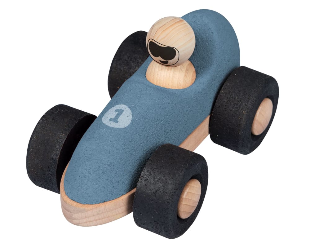 Pack de 2 voitures de course en liège - bleu et rouge - dès 18 mois (Korko) - Image 1