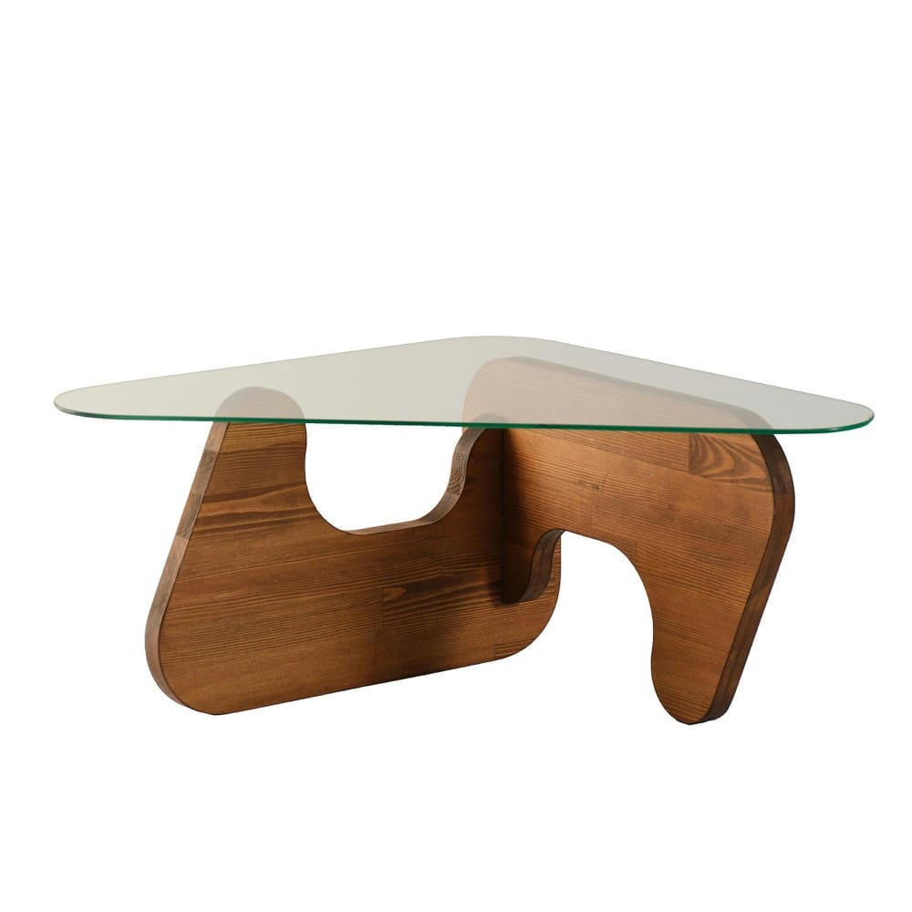 Table basse design bois/métal - plateau triangle