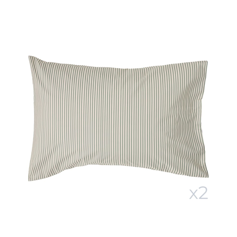 Lot de 2 taies en coton rayures vertes 50 x 70 cm
