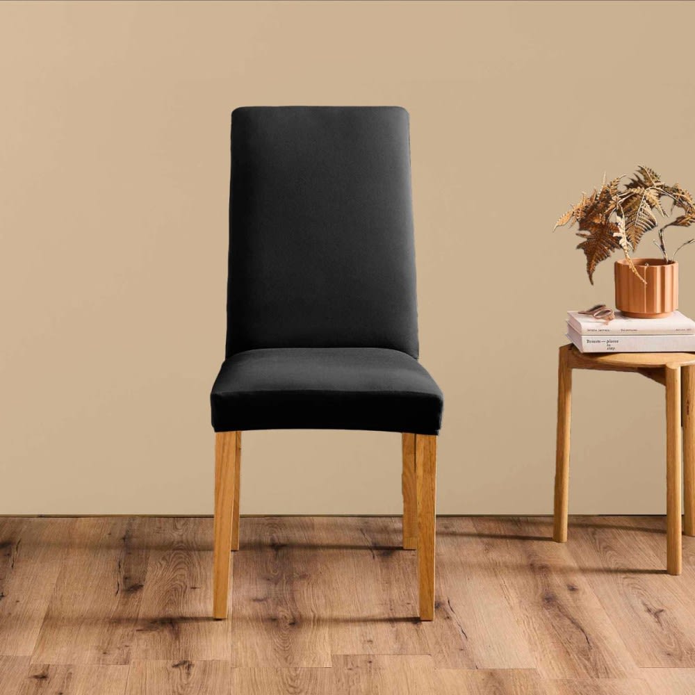 Housse de chaise extensible en polyester coloris noir 65x40 cm