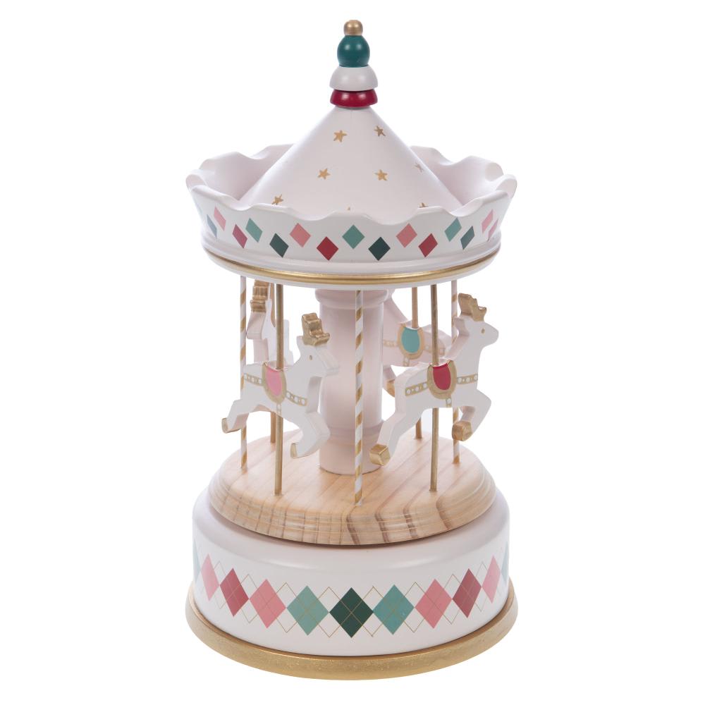 Grand carrousel de Noël   multicolore en bois