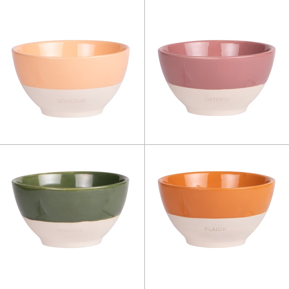 Lot de 4 bols multicolores en porcelaine 15 cm