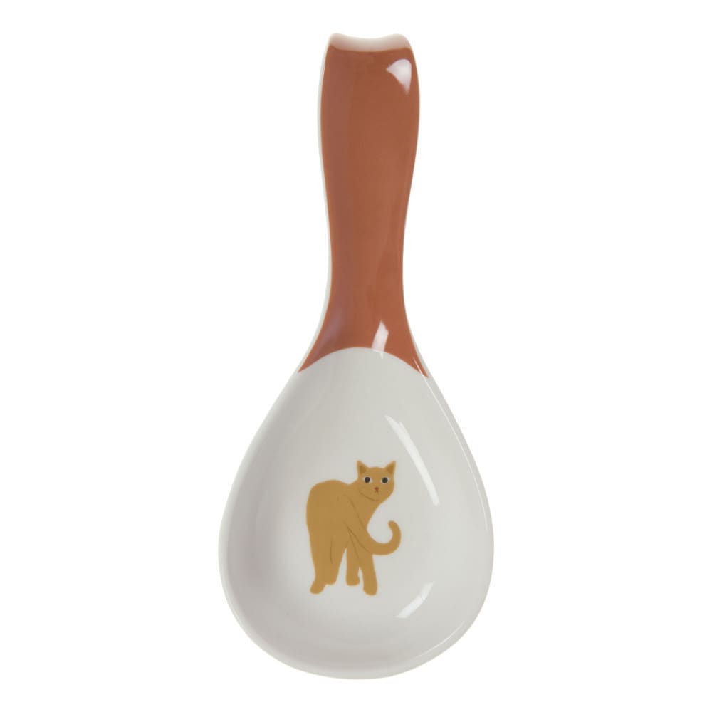 Repose cuillère  beige en porcelaine