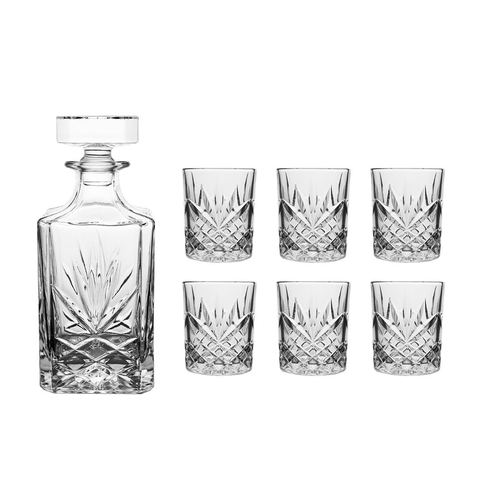 Coffret carafe avec 6 verres gatsby transparent / cristal