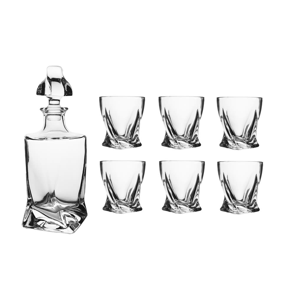 Coffret carafe avec 6 verres rugg transparent / cristal