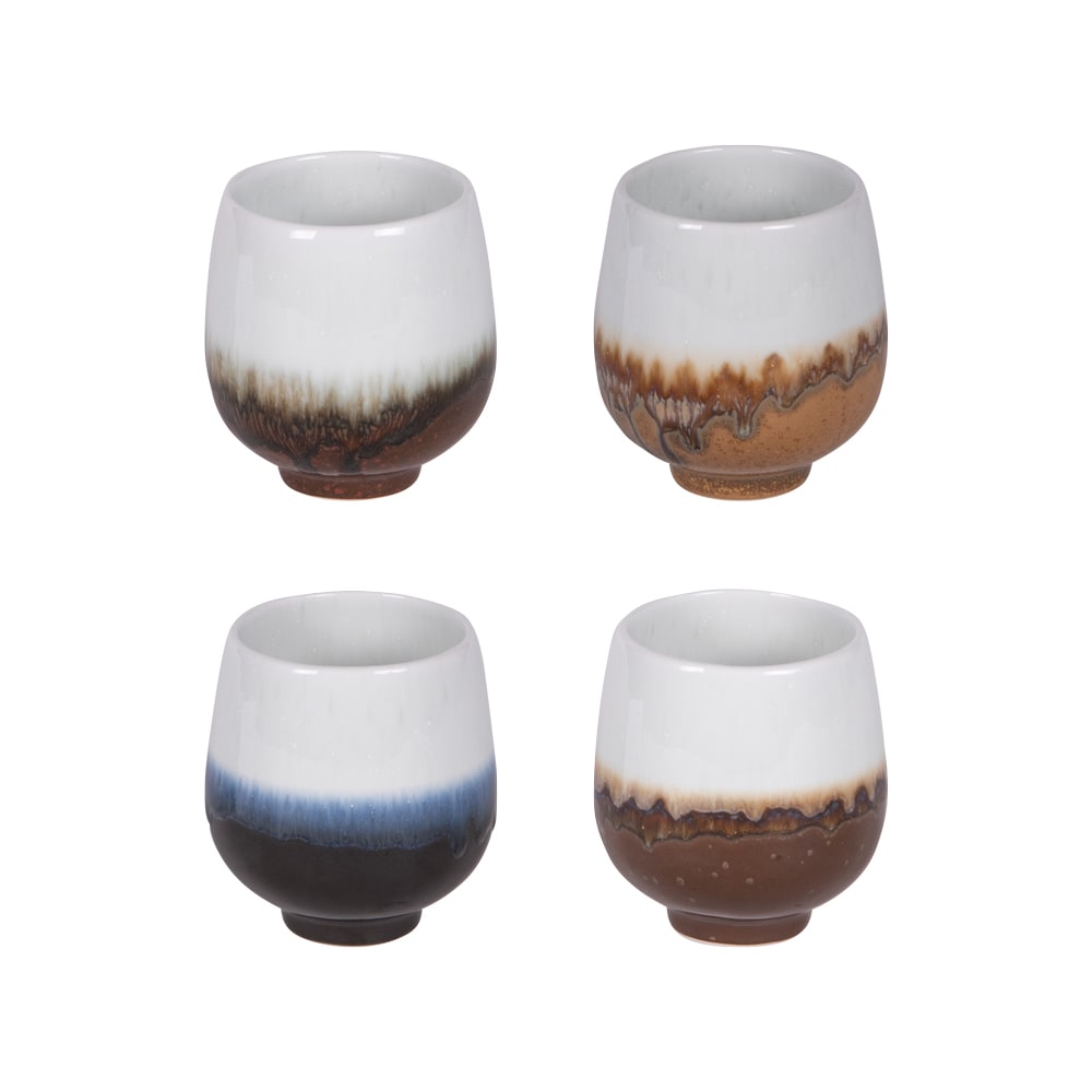 Coffret de 4 gobelets   20 cl multicolores en grès