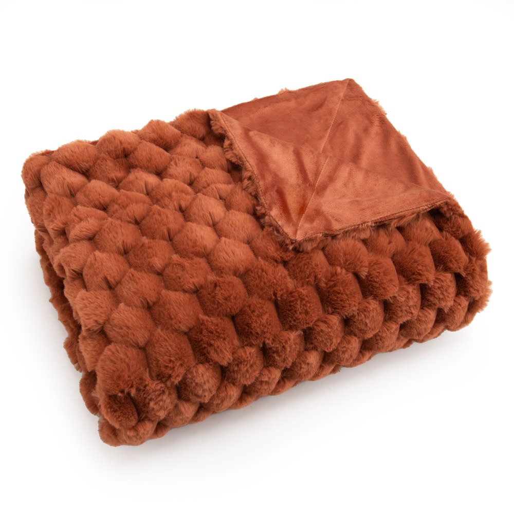 Plaid 130x170 cm orange en polyester