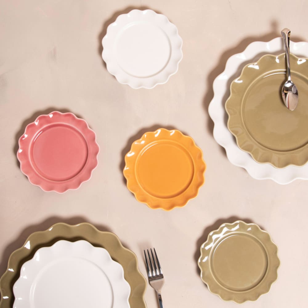 Lot de 6 assiettes plates beiges  27 cm  beiges en grès - Maisons du Monde