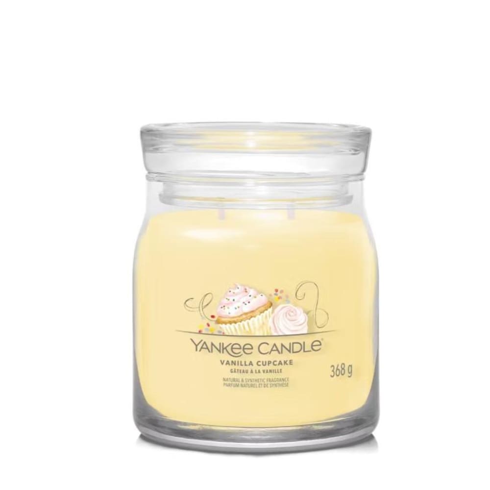 Moyenne bougie gâteau à la vanille jaune en cire