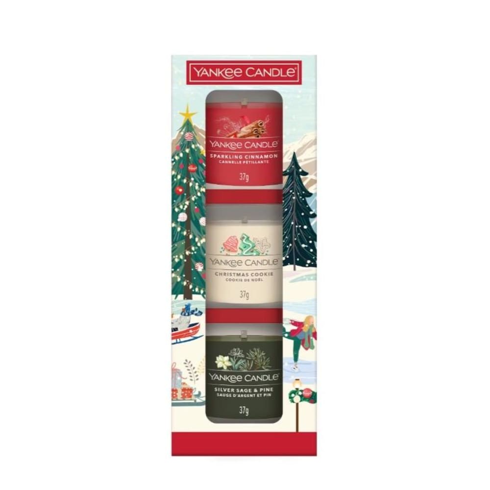 Set de 3 minis bougies classiques de noël multicolores en cire