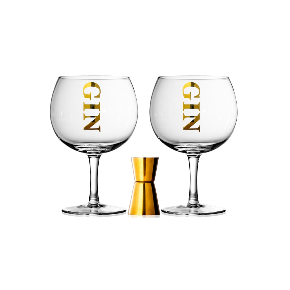 Coffret de 2 verres à gin et doseur transparent / cristal