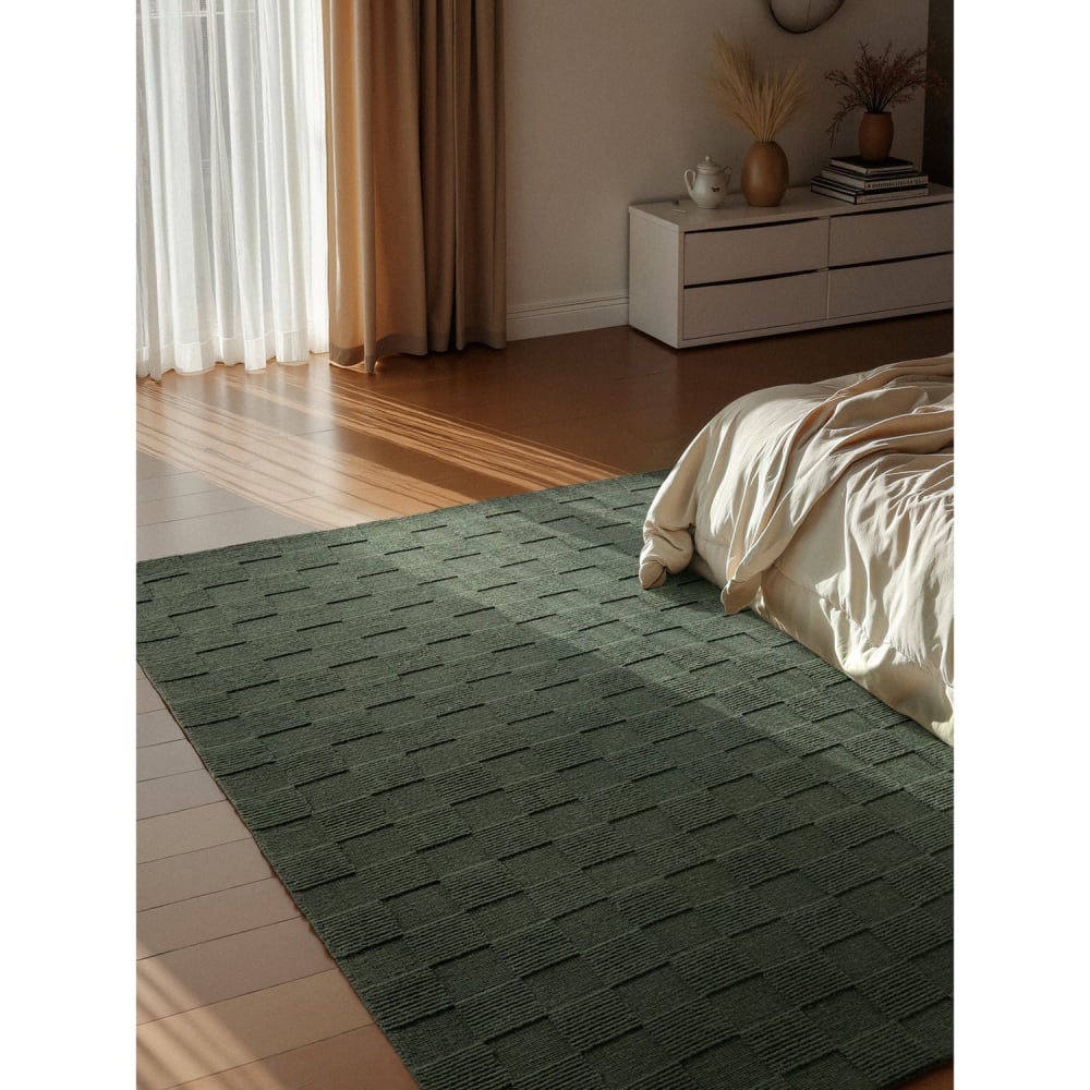 Tapis en laine fait main vert 160x230cm — vue 3