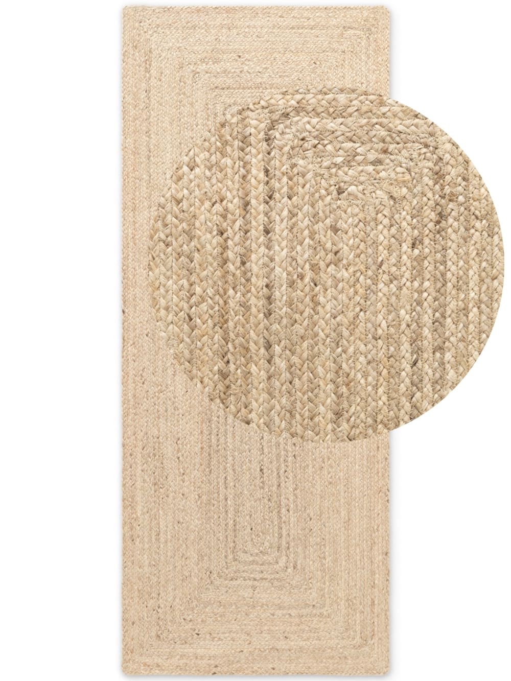 Tapis en jute fait main blanc naturel 80x150cm