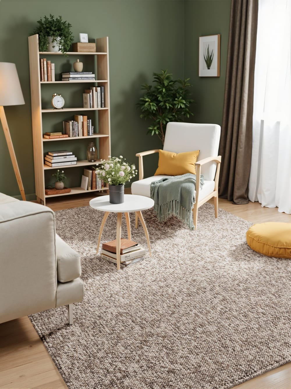 Tapis bouclé aspect laine taupe chiné 200x290cm — vue 3