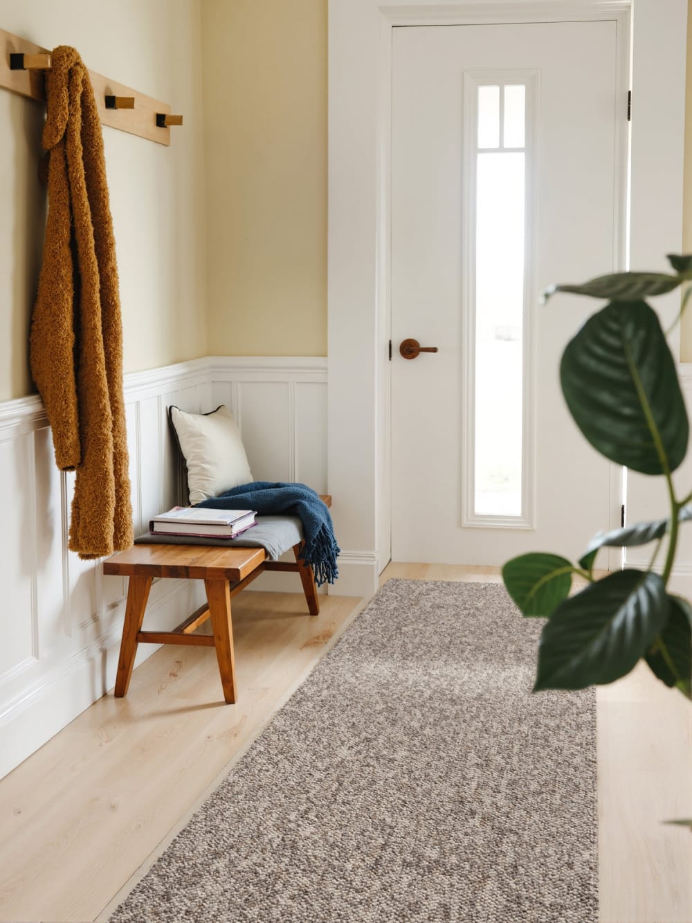 Tapis bouclé aspect laine taupe chiné 200x290cm — vue 4