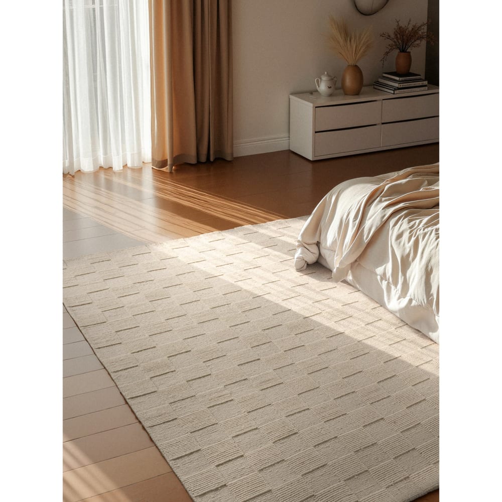 Tapis en laine fait main blanc naturel 160x230cm — vue 3